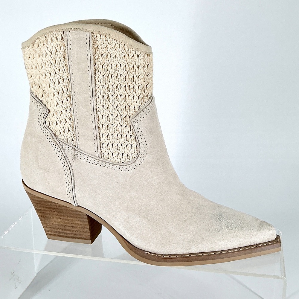 Dolce Vita Size 7.5 Cream Suede Crochet Western Ankle Boots NEW Rori $200 - Picture 1 of 15